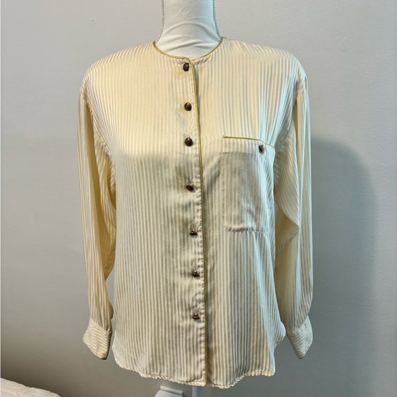 Dior Tops - 100% SILK 80s VINTAGE DIOR CHEMISE BUTTON-UP SHIRT